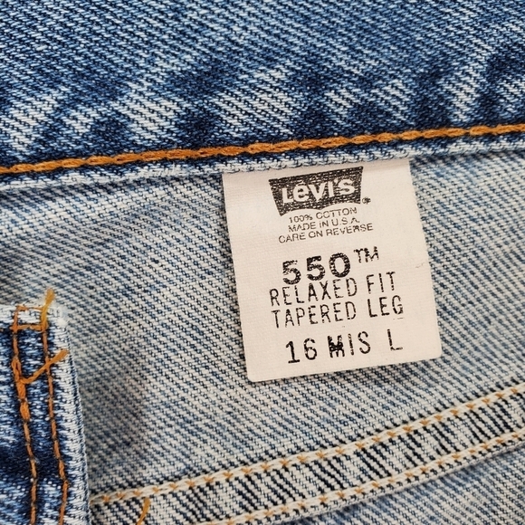 Vtg Levis 550 Blue Jean 16 Mis L 33x33 Hi Rise Relaxed Tapered Western 04/00 USA - Picture 14 of 16